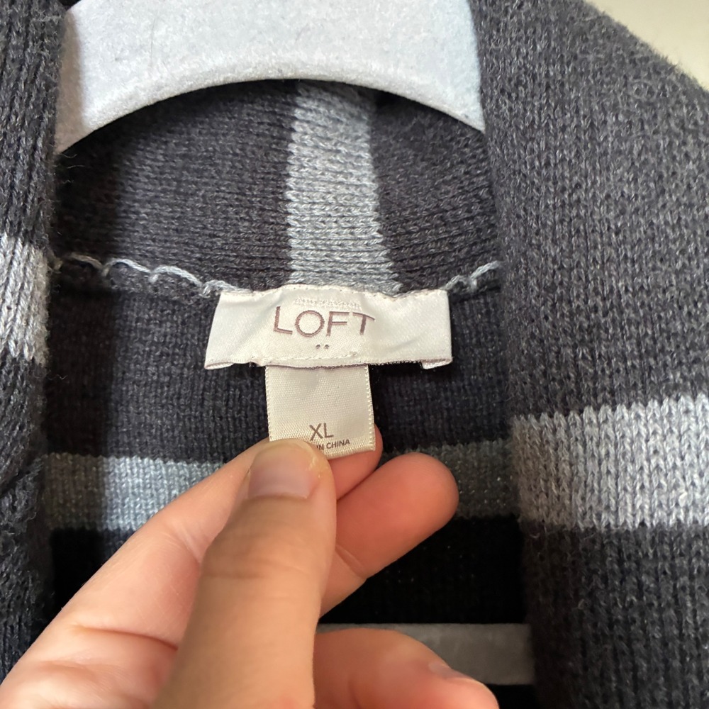 Coquette Minimalist Blazer Cardigan Women Size XL Gray Striped Office Lagenlook - Picture 4 of 7